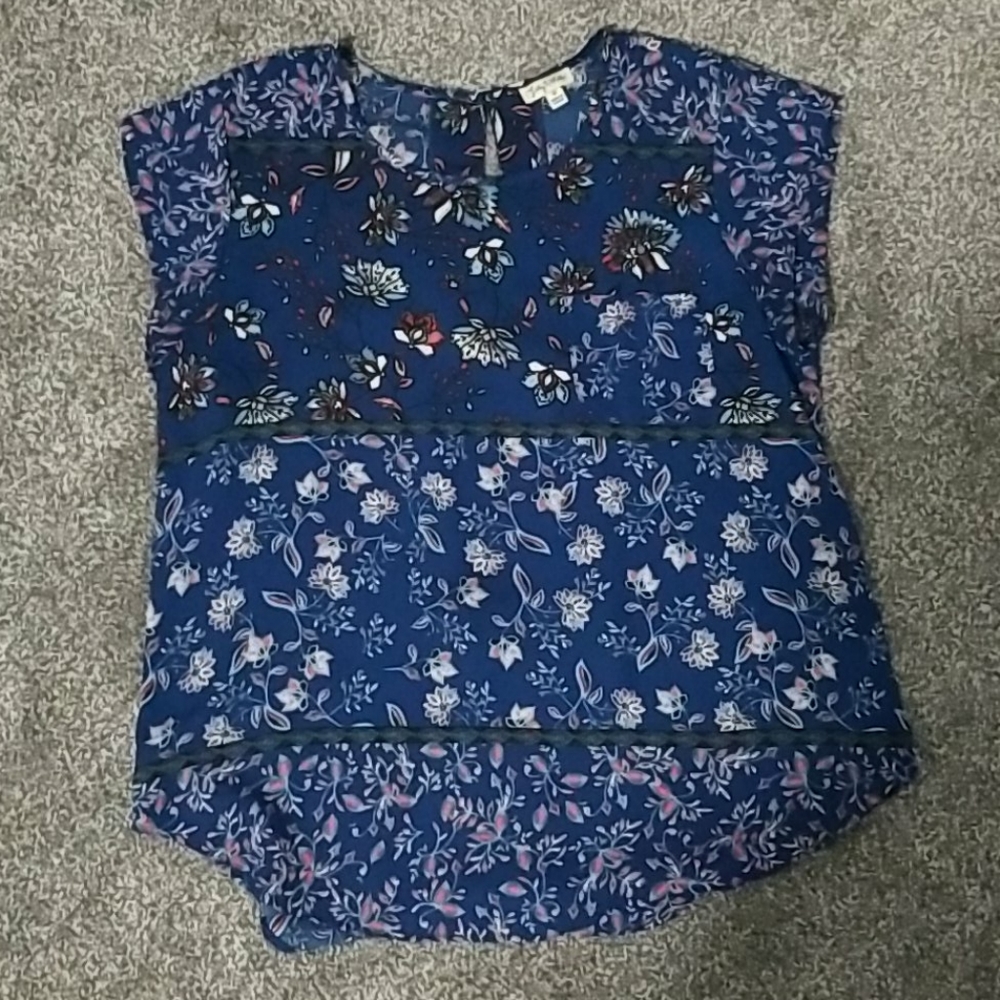Blue floral blouse
